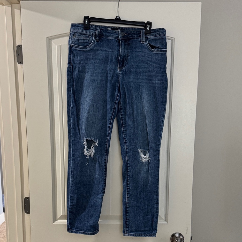 Kut from the Kloth Dark Blue Distressed Skinny Jeans